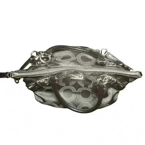 Coach Madison Signature Op Art Black Canvas Top Handle Satchel Shoulder Bag - Picture 4 of 16